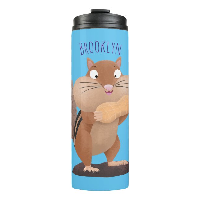 Bouteilles Isothermes Caricature de chipmunk à grosses joues mignonnes (Devant)