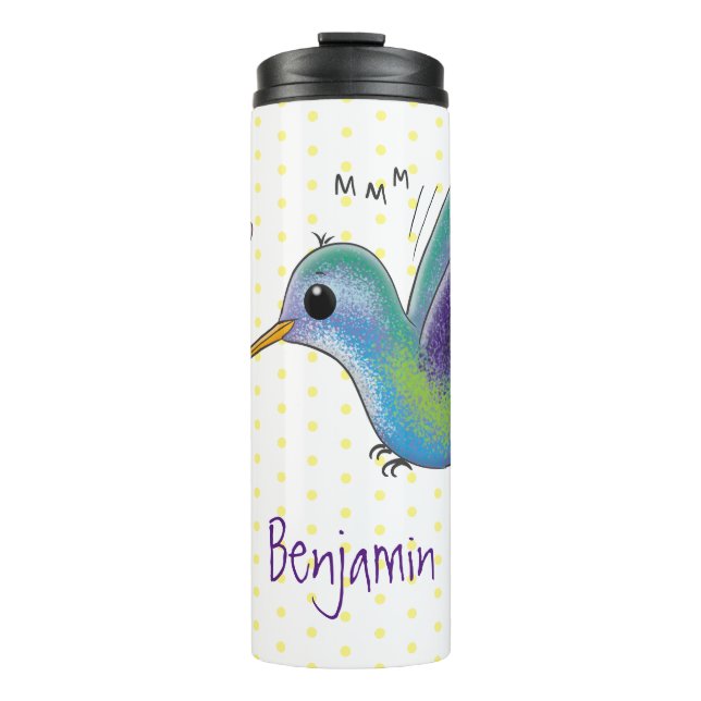 Bouteilles Isothermes Caricature de colibri d'abeille mignonne (Devant)