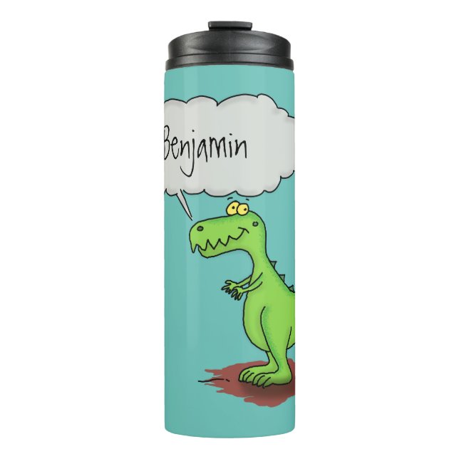 Bouteilles Isothermes Caricature de dragon dragon drôle et vert respiran (Devant)