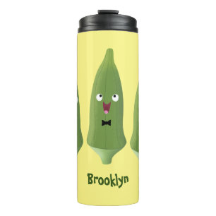 Bouteilles Isothermes Caricature de légumes de l'okra chantante mignonne