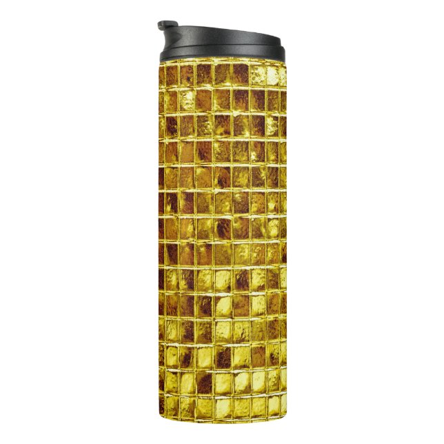 Bouteilles Isothermes Carreaux en mosaïque d'or Elégant luxe moderne (Tourné sur la droite)