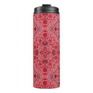 Bouteilles Isothermes Carreaux floraux en rouge et pastèque rose