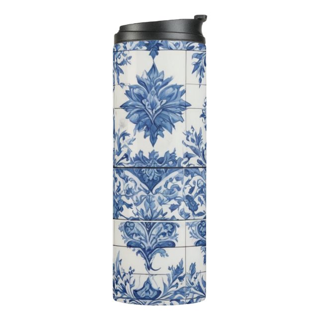 Bouteilles Isothermes Carrelage Décor Bleu Et Blanc (Tourné sur la gauche)
