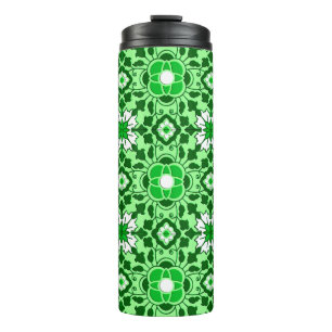 Bouteilles Isothermes Carrelage marocain floral, émeraude et vert citron