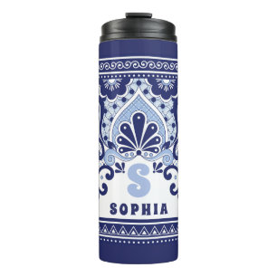 Bouteilles Isothermes Carrelage Monogram Blue and White Mexican Talavera