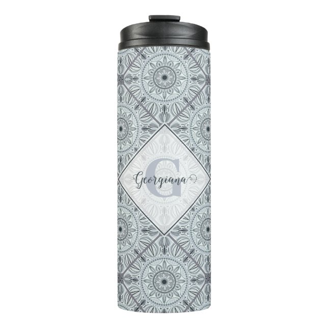 Bouteilles Isothermes Carrelage personnalisé Harmonie florale Gris Manda (Devant)