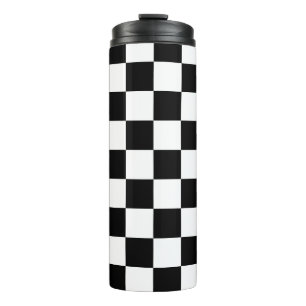Bouteilles Isothermes Carrés à damier noir et blanc géométrique rétro