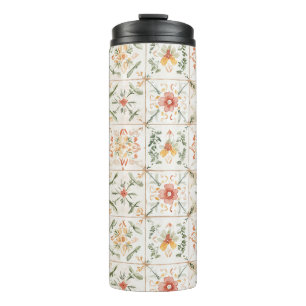 Bouteilles Isothermes Carrés Floraux Rose Jaune