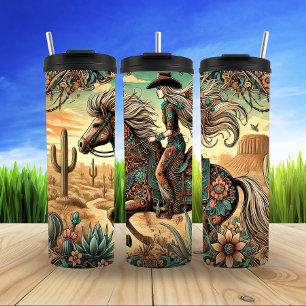 Bouteilles Isothermes Carrousel Stylisé Cowgirl Desert Ride