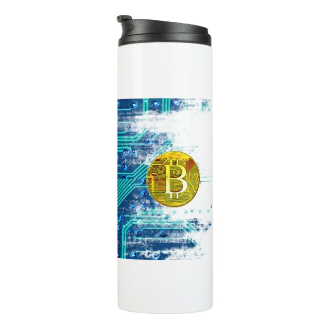 Bouteilles Isothermes Carte Bitcoin Cryptomonnaie et circuit (Tourné sur la droite)