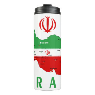 Bouteilles Isothermes Carte de l'Iran avec drapeau et emblème