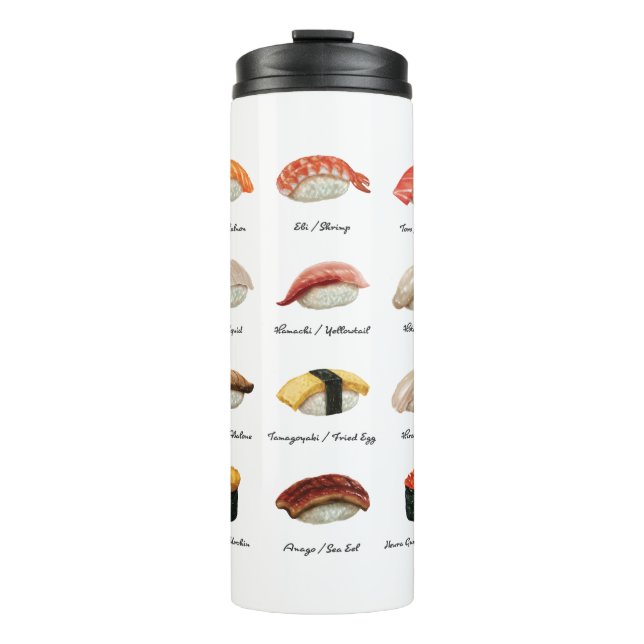 Bouteilles Isothermes Carte Sushi Aquarelle (Devant)