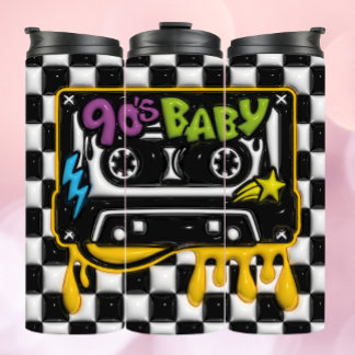 Bouteilles Isothermes Cassette bébé des années 90 3D Tumbler gonflé
