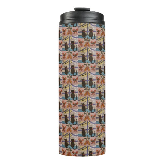 Bouteilles Isothermes Cat Noir Températeur de Noël (Devant)