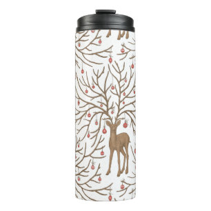 Bouteilles Isothermes Cerf de Noël sur fond blanc
