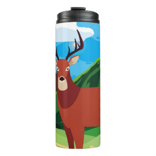 Bouteilles Isothermes Cerf heureux saison d'automne plat animal, art, un