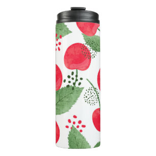 Bouteilles Isothermes Cerise Berries Vintage, Aquarelle Sans Fil.