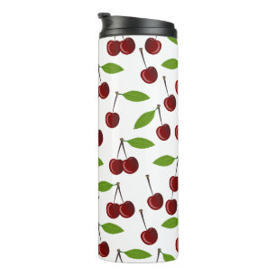 Bouteilles Isothermes Cerise Rouge, Motif De Cerises, Feuilles, Fruits