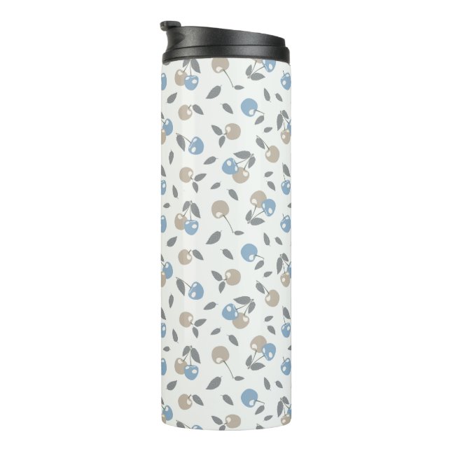 Bouteilles Isothermes Cerises de plage Boho - motif de fruits beige bleu (Tourné sur la droite)
