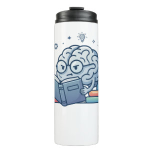 Bouteilles Isothermes Cerveau de Nerd Intelligent Lisant des Livres Ver 