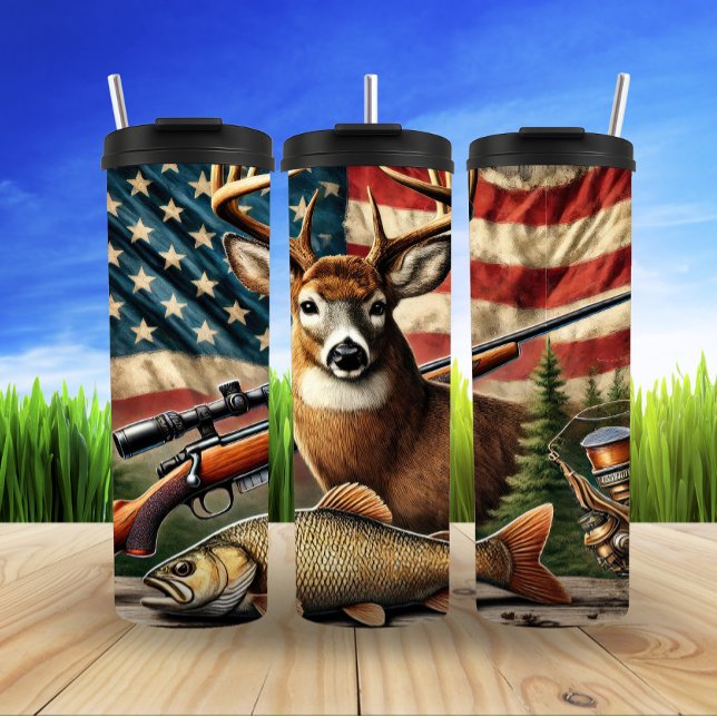 Bouteilles Isothermes Chasse aux cerfs dans la nature patriotique (Créateur téléchargé)