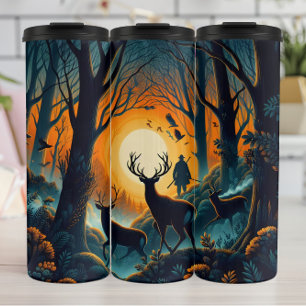 Bouteilles Isothermes Chasseur de cerfs en silhouette dans Sunset Woods.
