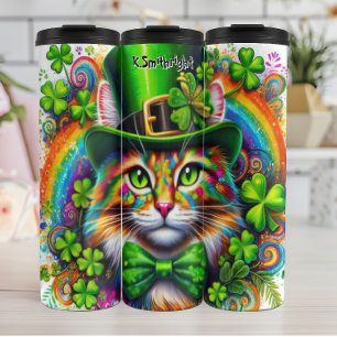 Bouteilles Isothermes Chat avec Casquette Leprechaun