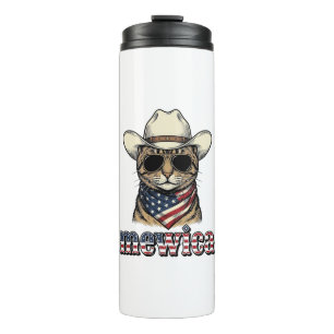 Bouteilles Isothermes Chat Cowboy Patriotique Mewica Design Vectoriel Vi