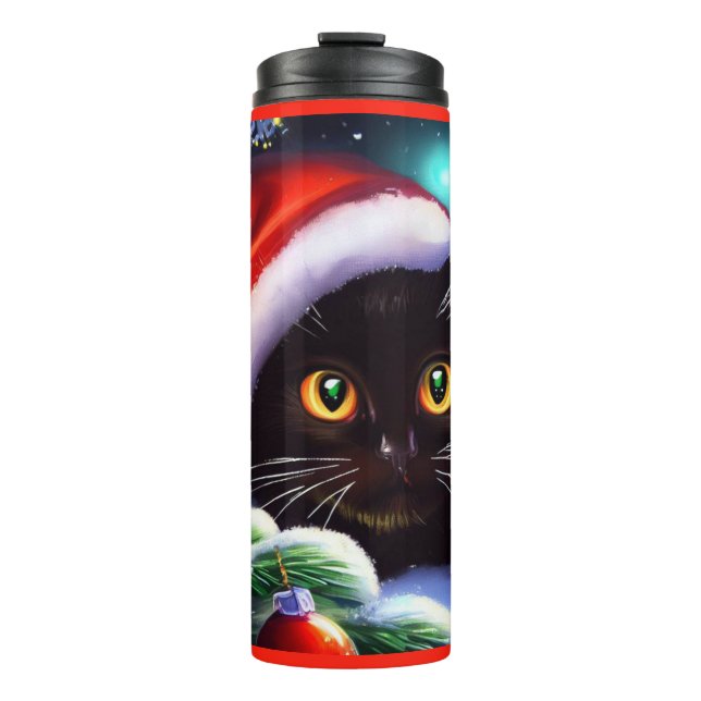 Bouteilles Isothermes Chat de Noël 1 (Devant)