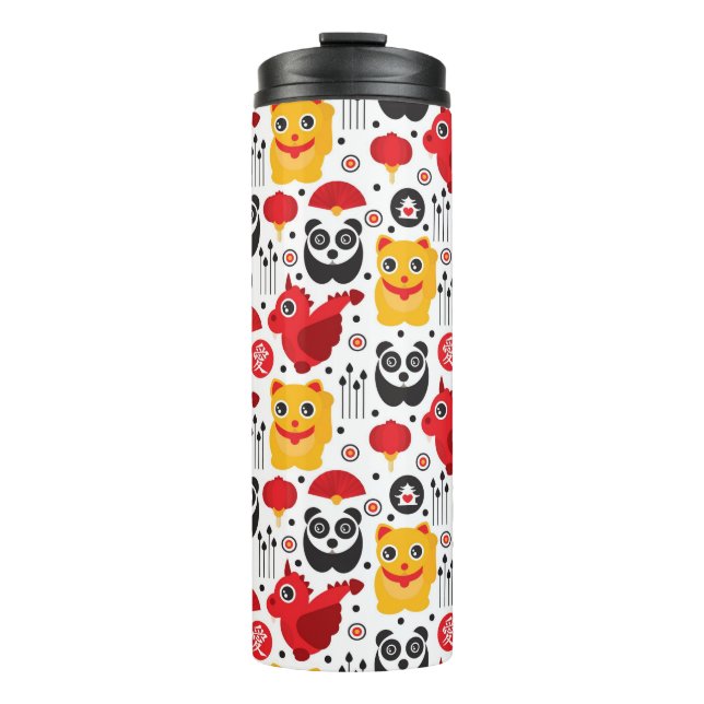 Bouteilles Isothermes Chat, dragon, et panda chanceux de la Chine (Devant)