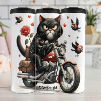 Bouteilles Isothermes Chat grincheux sur une moto