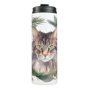 Bouteilles Isothermes Chat Maine Coon Couronne de Noël Kitten Festif