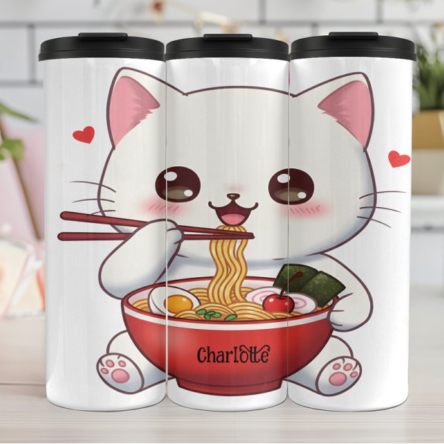 Bouteilles Isothermes Chat mignon : Fête du Ramen, Coeurs heureux (Créateur téléchargé)