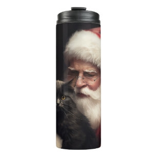 Bouteilles Isothermes Chat Noir avec le Père Noël Noël Festif