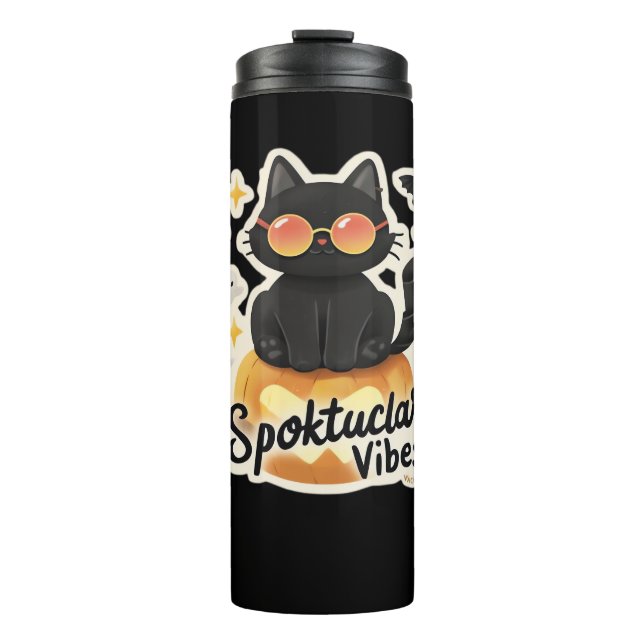Bouteilles Isothermes Chat noir mignon Halloween Citrouille T-shirt surd (Devant)