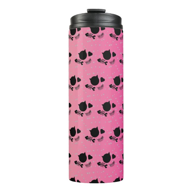 Bouteilles Isothermes Chat noir rose deux tons mignon Motif (Devant)
