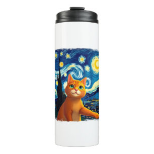 Bouteilles Isothermes Chat orange selfie Nuit étoilée Maman chat Amoure