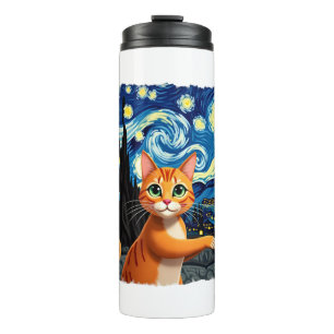 Bouteilles Isothermes Chat orange selfie Nuit étoilée Mère de chat Amat