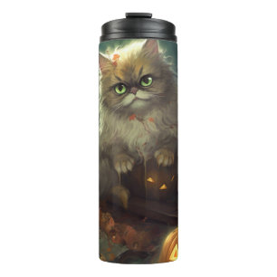 Bouteilles Isothermes Chat Persan Halloween avec citrouilles effrayantes