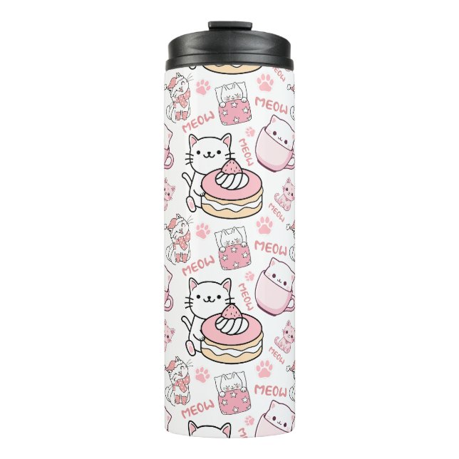Bouteilles Isothermes Chat rose et blanc mignon (Devant)