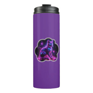 Bouteilles Isothermes Chat Siamois Néon Violet Avec Des Yeux Bleus & Sta
