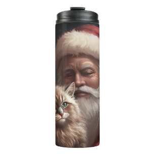 Bouteilles Isothermes Chat Sibérien avec le Père Noël Festif de Noël 