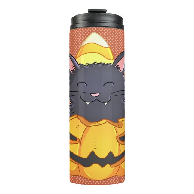Bouteilles Isothermes Chat Tumbler Halloween en Citrouille (Devant)