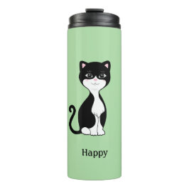 Bouteilles Isothermes Chat Tuxedo très agréable sur Vert clair