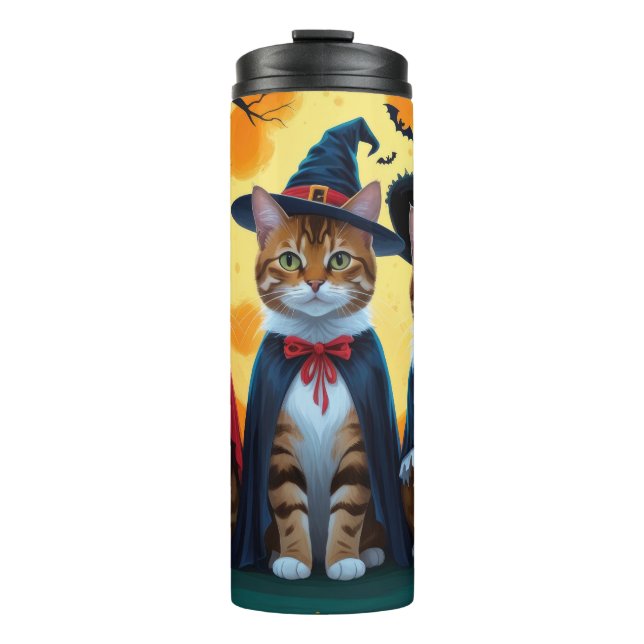 Bouteilles Isothermes Chats Bengal Citrouille Halloween Drôle (Devant)