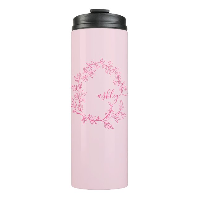 Bouteilles Isothermes Chaud rose moderne Script Girl Monogramme Nom (Devant)