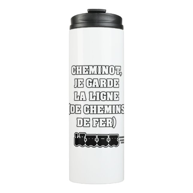 Bouteilles Isothermes CHEMINOT, JE GARDE LA LIGNE (train) (Devant)