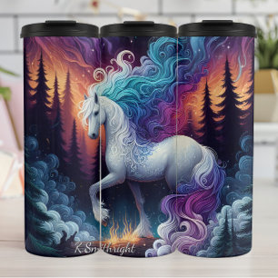 Bouteilles Isothermes Cheval Blanc Feu Forêt Magie