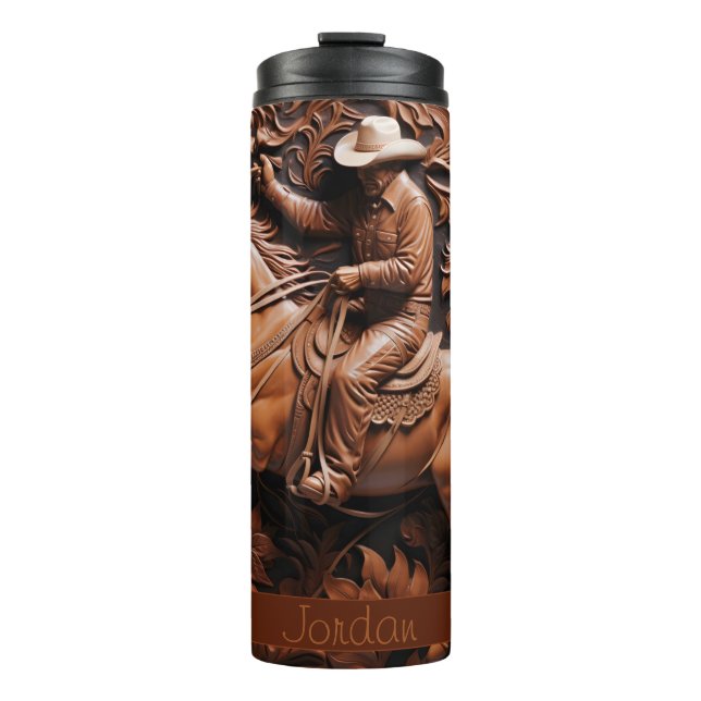 Bouteilles Isothermes Cheval Brown en cuir Cowboy (Devant)