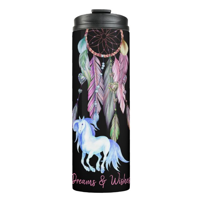 Bouteilles Isothermes Cheval et Dreamcatcher ~ Rêves et Voeux BOHO (Devant)